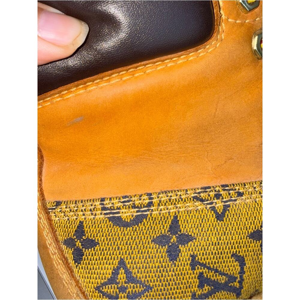 TIMBERLAND monogram collab leather high rise lace up streetwear boots 8M - Picture 5 of 9